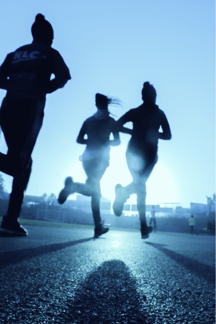 Group running on pavement